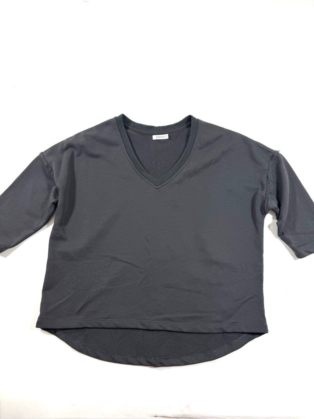 Mersea Oversized V Neck Cropped Sweatshirt Charcoal Grey